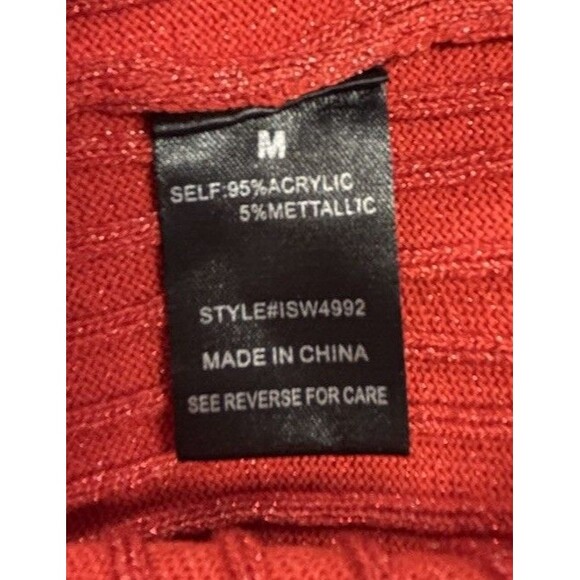 New Flying Tomato Red Sparkly Sweater Short Sleeve Sz M Festive Holiday - Picture 6 of 9